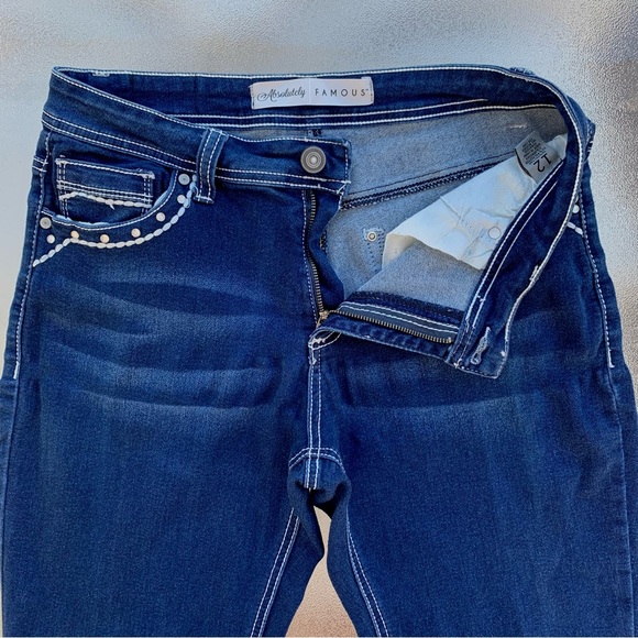 Absolutely Famous Blue Embellished Straight Leg Jeans ~ Women’s 12 - Picture 3 of 8